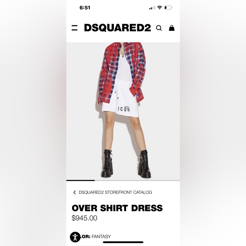 DSQUARED2 Red and Blue Plaid Overshirt Dress